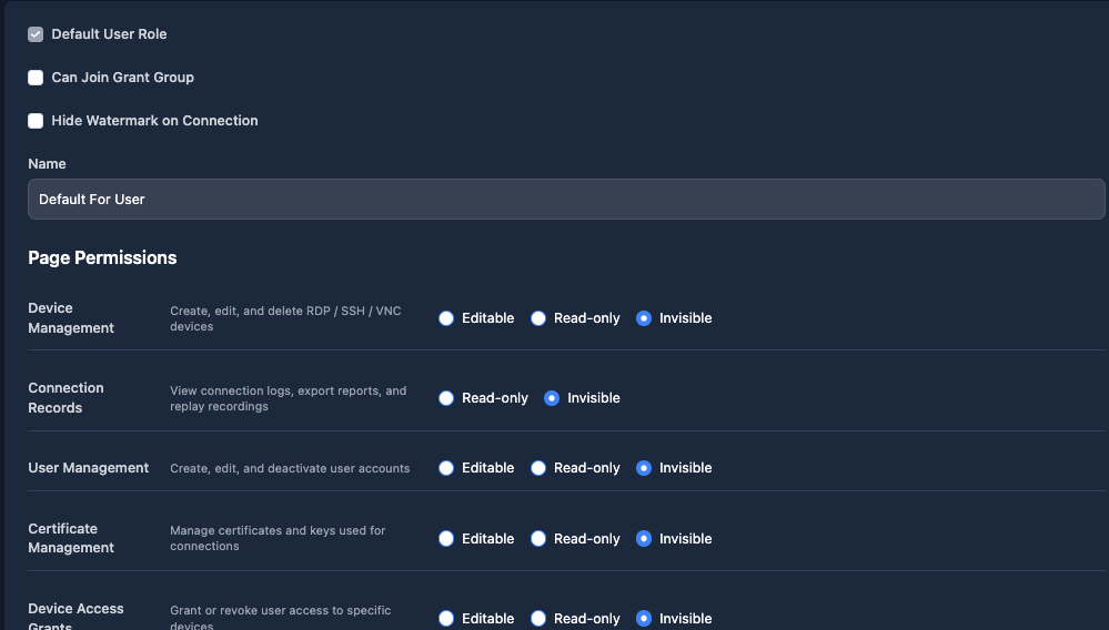 Role-based permissions
